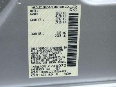 2020 Nissan Altima SR FWD